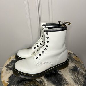 Dr Martens 1460 Smooth White Leather Lace Up Boot